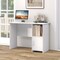 White Computer Desk with Cabinet and Open Shelf Cable Management Workstation